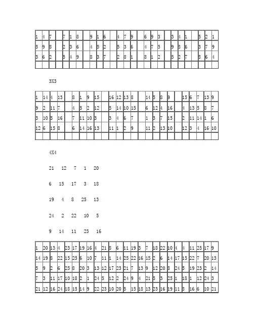 完整版舒尔特表格(注意力练习)