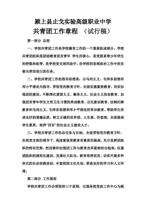 学校共青团工作章程