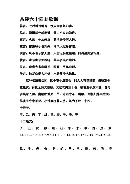 易经六十四卦歌谒