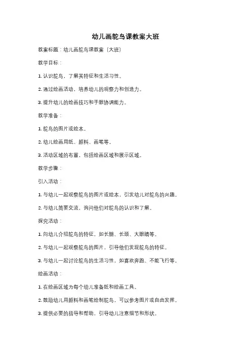 幼儿画鸵鸟课教案大班