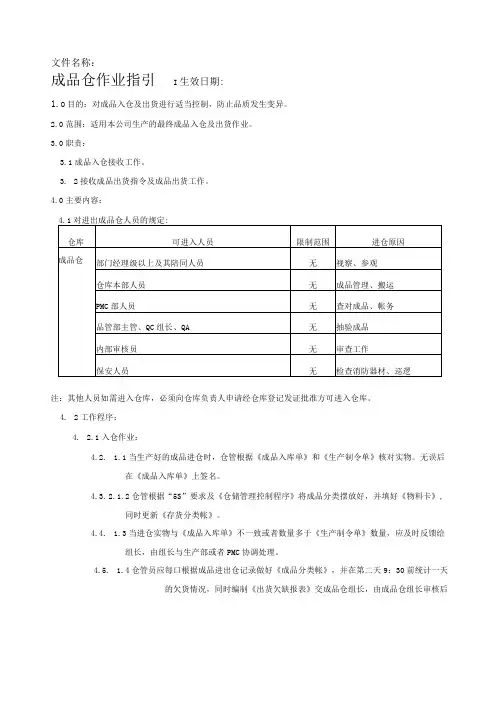 成品仓作业指引