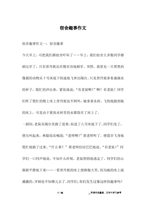 宿舍趣事作文