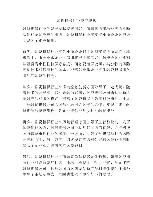 融资担保行业发展现状