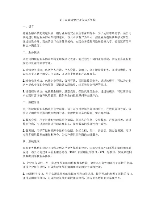 某公司建设银行业务体系架构