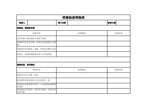 档案检查表