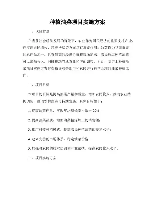 种植油菜项目实施方案