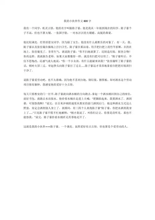 我的小伙伴作文600字_2(优秀作文)