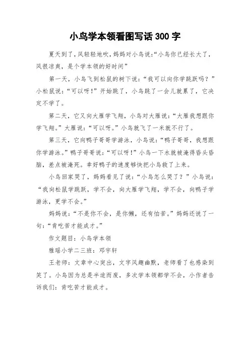 小鸟学本领看图写话300字_作文