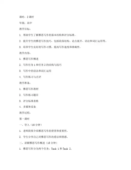 雅思英语教案范文模板高中