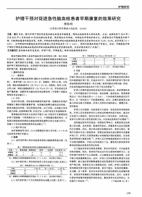 护理干预对促进急性脑血栓患者早期康复的效果研究