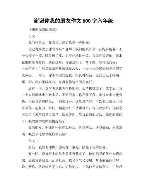 谢谢你我的朋友作文500字六年级