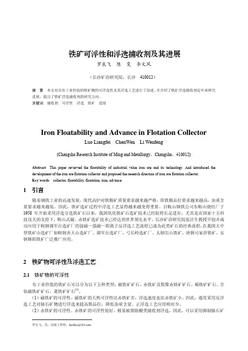 铁矿可浮性和浮选捕收剂及其进展