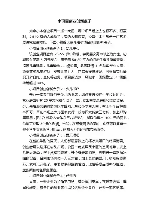 小项目创业创新点子
