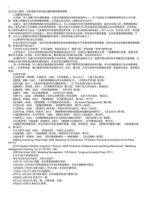 市场营销毕业论文开题报告范文模板