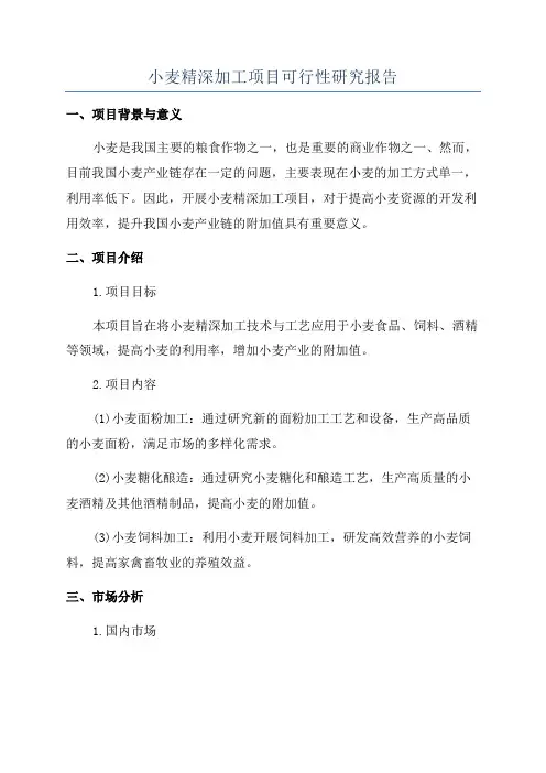 小麦精深加工项目可行性研究报告