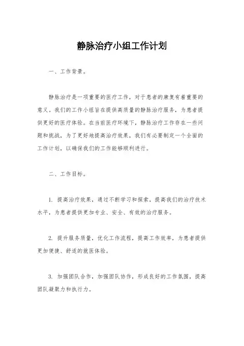 静脉治疗小组工作计划