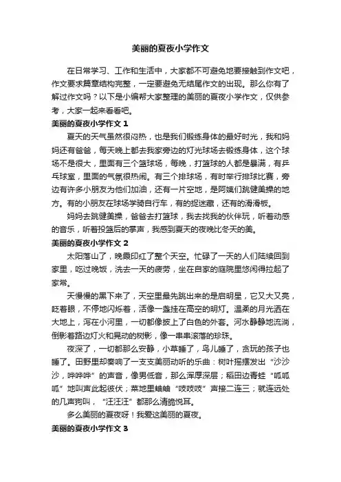 美丽的夏夜小学作文（14篇）