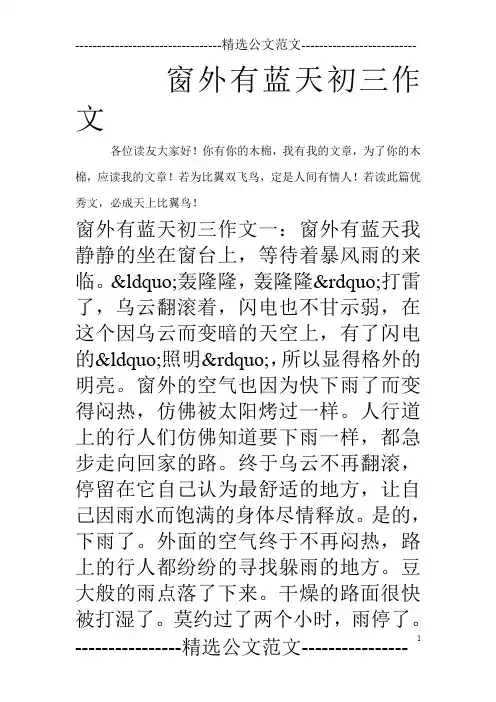 窗外有蓝天初三作文