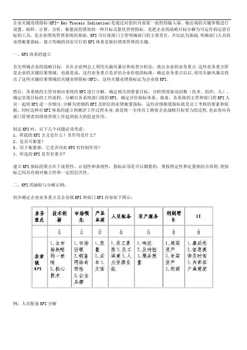 企业关键业绩指标(KPI)与绩效考核