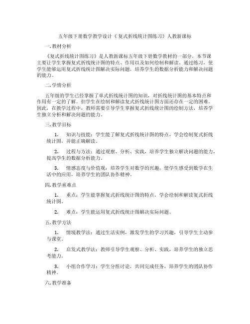 五年级下册数学教学设计《 复式折线统计图练习》人教新课标