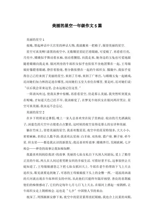 美丽的星空一年级作文5篇