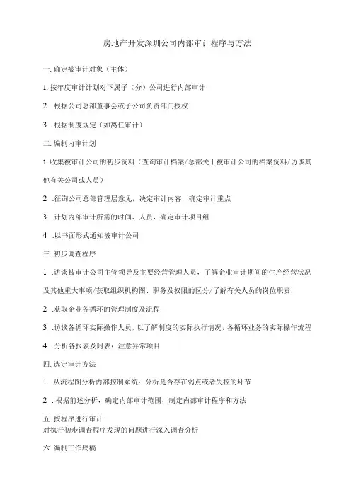 房地产开发深圳公司内部审计程序与方法