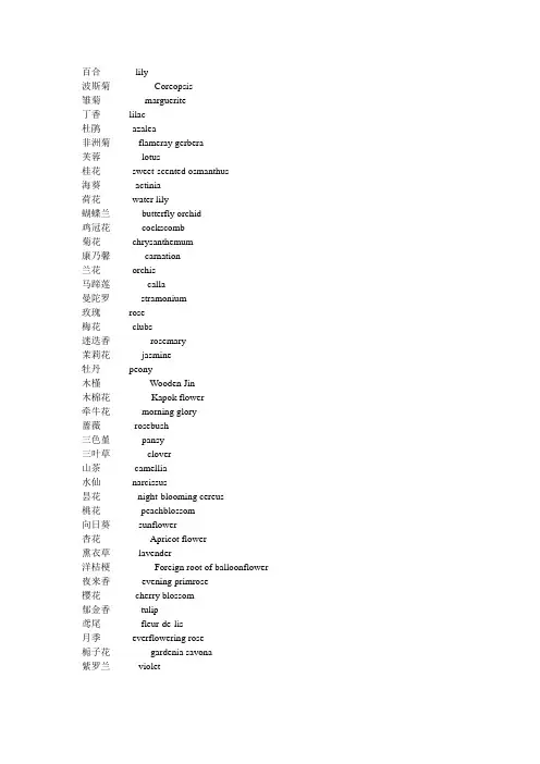 花名英语图片大全