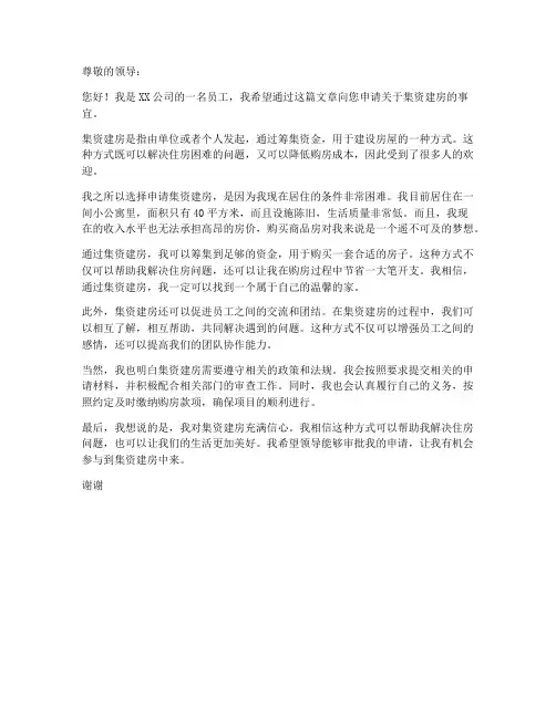 关于集资建房的申请书范本