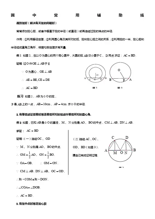 圆中常用辅助线
