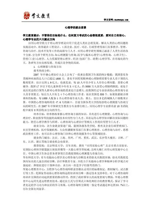 心理学的就业前景