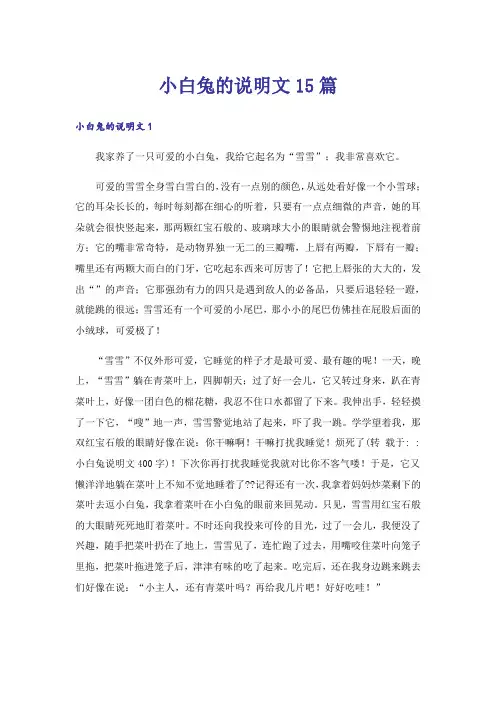 小白兔的说明文15篇