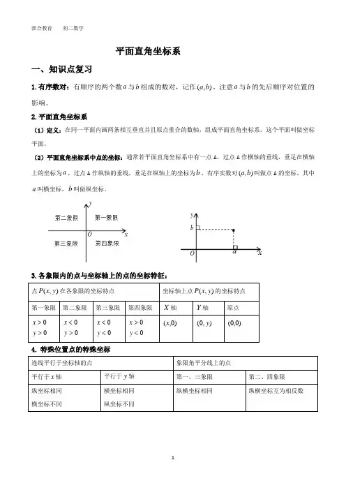 第一讲  平面直角坐标系  讲义