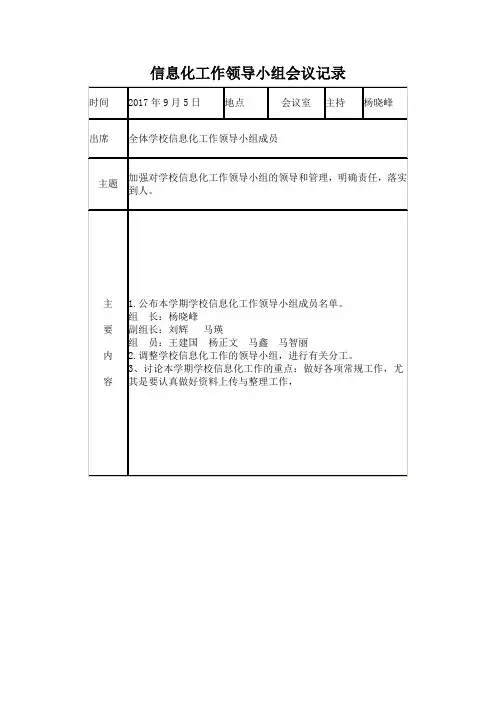 信息化工作领导小组会议记录已打印
