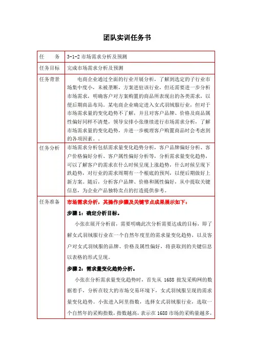 电子商务专业《实训任务书3-1-2 市场需求分析及预测5》
