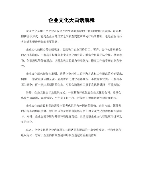 企业文化大白话解释