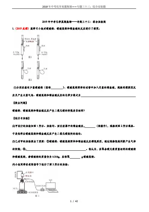 2019年中考化学真题集锦——专题三十三：综合实验题