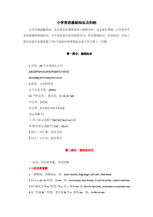 小学英语基础知识点归纳