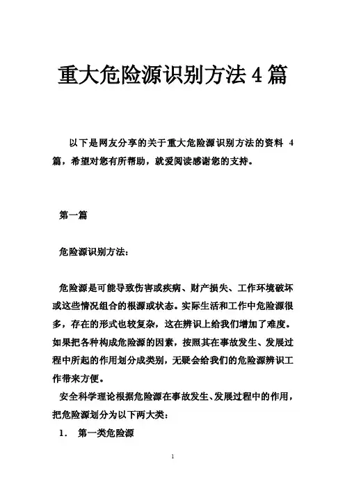 重大危险源识别方法4篇