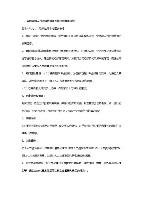 集团公司人力资源管理体系搭建