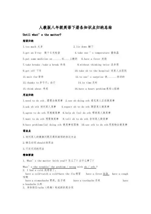 人教版八年级英语下册各知识点归纳总结(最新最全)