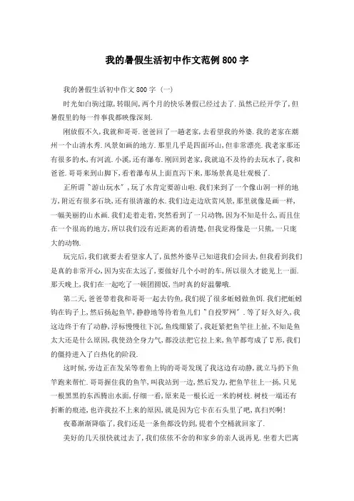我的暑假生活初中作文范例800字