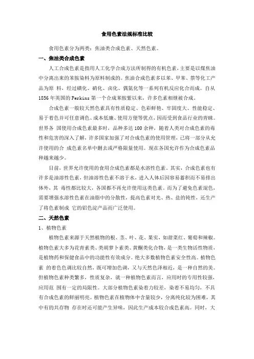 食用色素法规标准比较