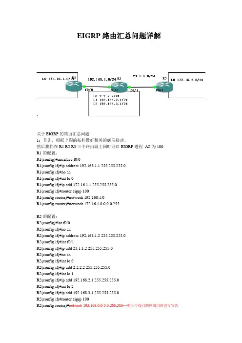 EIGRP路由汇总问题详解