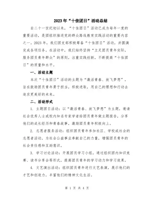 2023年“十佳团日”活动总结