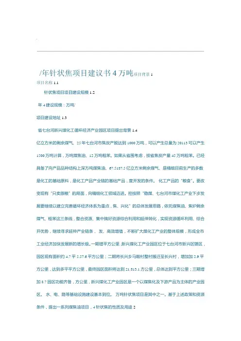 4万吨年针状焦项目建议书