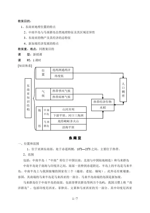 高考地理复习东南亚和新加坡