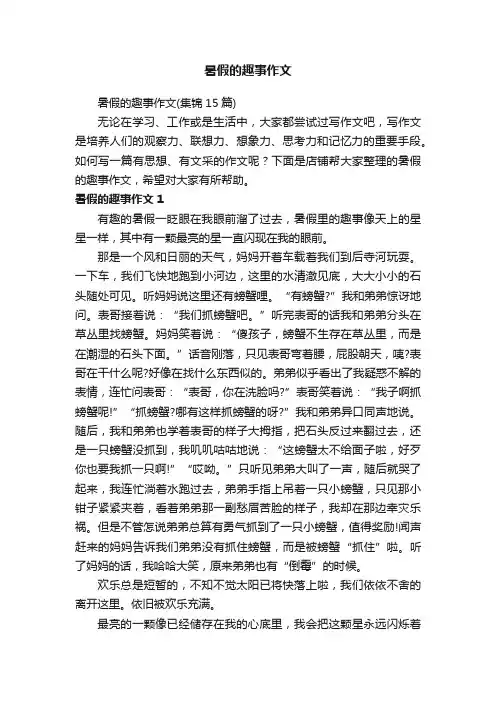 暑假的趣事作文
