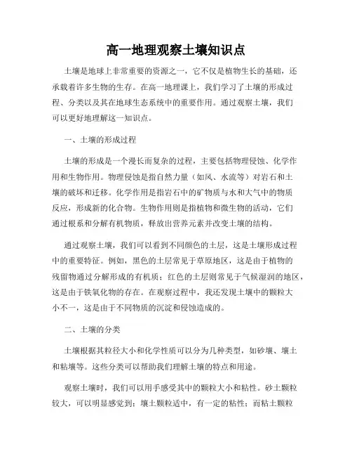 高一地理观察土壤知识点