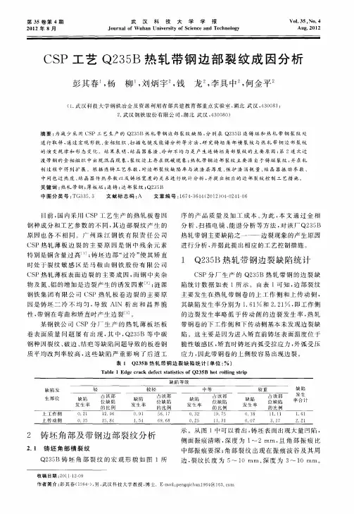 CSP工艺Q235 B热轧带钢边部裂纹成因分析