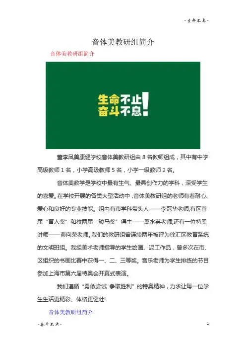 音体美教研组简介精选3篇